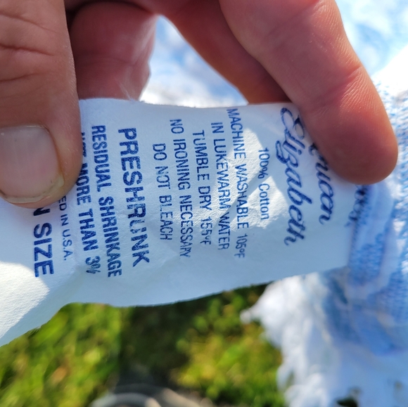 VTG Bates Queen Elizabeth Vintage blue White Double Medallion Center Fringed Bed - Picture 12 of 12